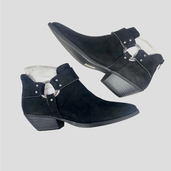 NEW in Box Wild Diva Black Western Boho Booties Vegan Suede - Picture 1 of 5
